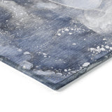 Homeroots 8' Runner Blue And Gray Abstract Washable Non Skid Indoor Outdoor Runner Rug Navy Polyester 560311