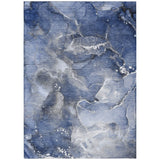 Homeroots 3' X 5' Blue And Gray Abstract Washable Non Skid Indoor Outdoor Area Rug Navy Polyester 560313