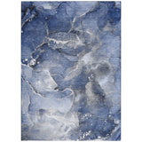 Homeroots 5' X 8' Blue And Gray Abstract Washable Non Skid Indoor Outdoor Area Rug Navy Polyester 560314