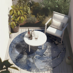 HomeRoots 5' Brown and Gray Abstract Area Rug - Washable, Non-Skid, Indoor-Outdoor Rug for High-Traffic Areas 8' Round 560315