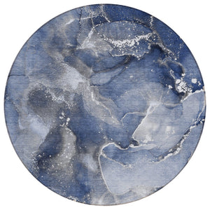 HomeRoots 5' Brown and Gray Abstract Area Rug - Washable, Non-Skid, Indoor-Outdoor Rug for High-Traffic Areas 8' Round 560315