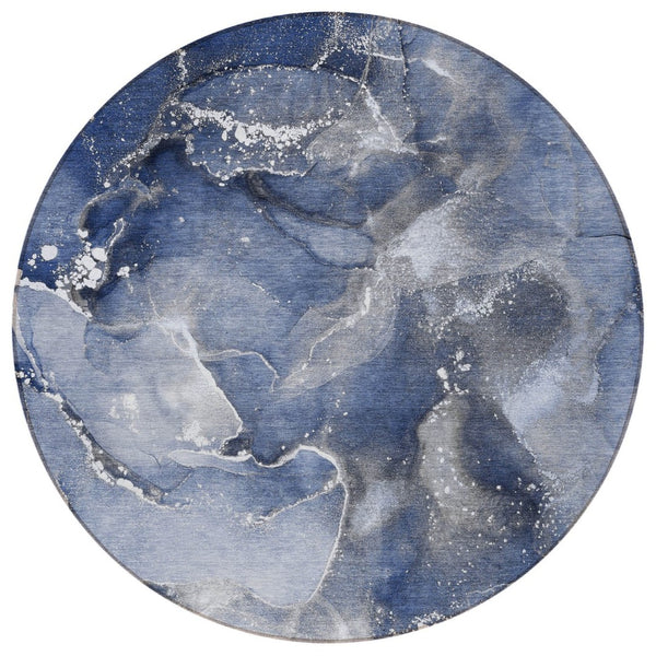 HomeRoots 5' Brown and Gray Abstract Area Rug - Washable, Non-Skid, Indoor-Outdoor Rug for High-Traffic Areas 8' Round 560315