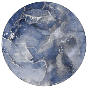 HomeRoots 5' Brown and Gray Abstract Area Rug - Washable, Non-Skid, Indoor-Outdoor Rug for High-Traffic Areas 8' Round 560315