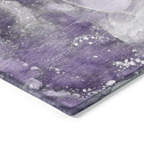 Homeroots 8' Runner Gray And Purple Abstract Washable Non Skid Indoor Outdoor Runner Rug Purple Polyester 560320