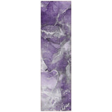 Homeroots 8' Runner Gray And Purple Abstract Washable Non Skid Indoor Outdoor Runner Rug Purple Polyester 560320