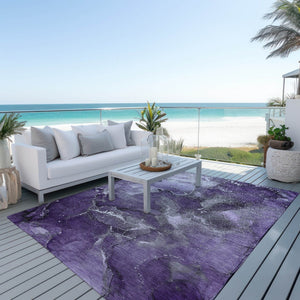 HomeRoots 5' Brown and Gray Abstract Area Rug - Washable, Non-Skid, Indoor-Outdoor Rug for High-Traffic Areas 5' X 8' 560323
