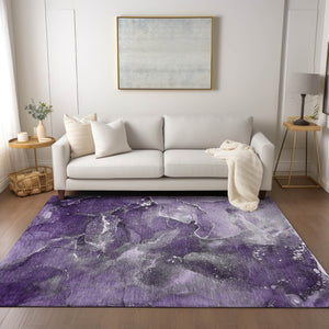 HomeRoots 5' Brown and Gray Abstract Area Rug - Washable, Non-Skid, Indoor-Outdoor Rug for High-Traffic Areas 5' X 8' 560323