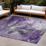 Homeroots 8' X 10' Gray And Purple Abstract Washable Non Skid Indoor Outdoor Area Rug Purple Polyester 560325