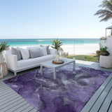 Homeroots 8' X 10' Gray And Purple Abstract Washable Non Skid Indoor Outdoor Area Rug Purple Polyester 560325