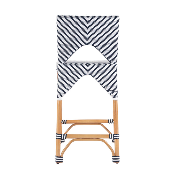 Butler Specialty Creanly Rattan Counter Stool With Back And Footrest – Stylish Design For Chic Kitchen Dining Spaces Navy Blue Polyurethane Synthetic (Pe) Rattan,Rattan 5603291-butler