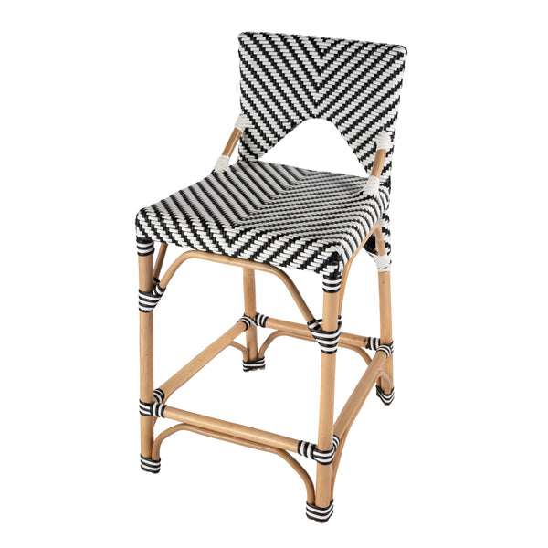 Butler Specialty Creanly Rattan Counter Stool With Back And Footrest – Stylish Design For Chic Kitchen Dining Spaces Black Polyurethane Synthetic (Pe) Rattan,Rattan 5603295-butler