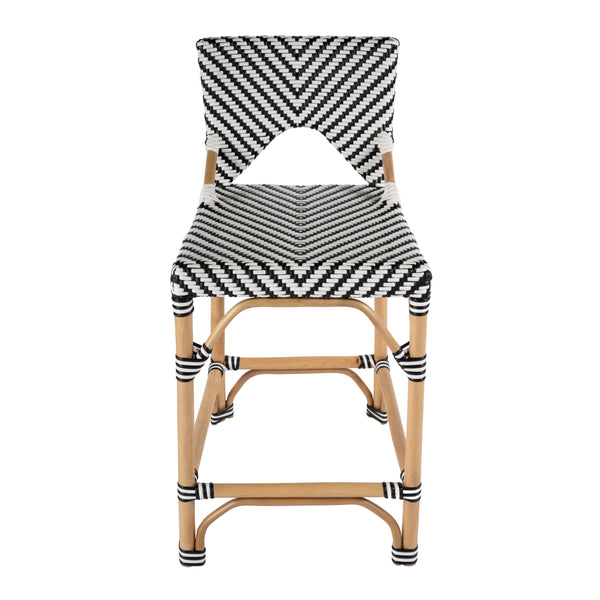 Butler Specialty Creanly Rattan Counter Stool With Back And Footrest – Stylish Design For Chic Kitchen Dining Spaces Black Polyurethane Synthetic (Pe) Rattan,Rattan 5603295-butler