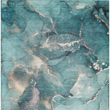 Homeroots 3' X 5' Teal Abstract Washable Non Skid Indoor Outdoor Area Rug Teal Polyester 560331