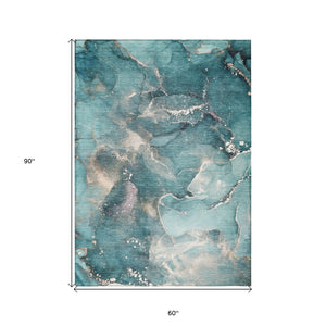 HomeRoots 5' Brown and Gray Abstract Area Rug - Washable, Non-Skid, Indoor-Outdoor Rug for High-Traffic Areas 5' X 8' 560332