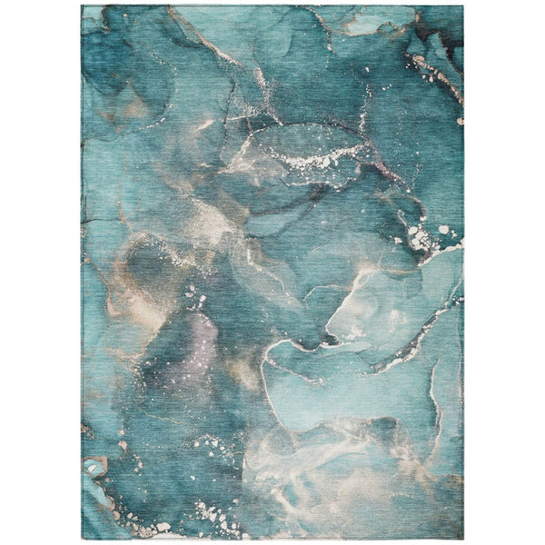 HomeRoots 5' Brown and Gray Abstract Area Rug - Washable, Non-Skid, Indoor-Outdoor Rug for High-Traffic Areas 5' X 8' 560332