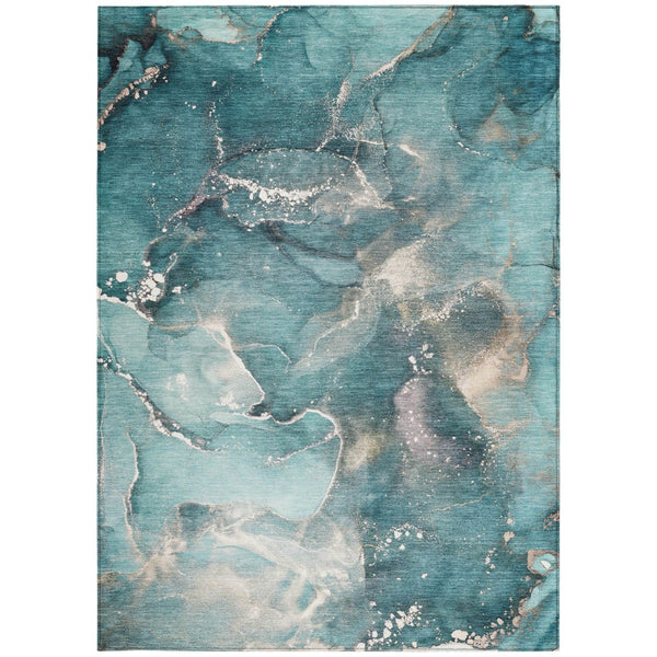 HomeRoots 5' Brown and Gray Abstract Area Rug - Washable, Non-Skid, Indoor-Outdoor Rug for High-Traffic Areas 5' X 8' 560332