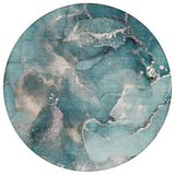 Homeroots 8' Round Teal Round Abstract Washable Non Skid Indoor Outdoor Area Rug Teal Polyester 560333