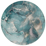 Homeroots 8' Round Teal Round Abstract Washable Non Skid Indoor Outdoor Area Rug Teal Polyester 560333