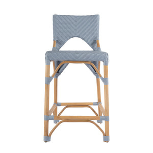 Butler Specialty Creanly Rattan Counter Stool With Back And Footrest – Stylish Design For Chic Kitchen Dining Spaces Baby Blue Polyurethane Synthetic (Pe) Rattan,Rattan 5603341-butler