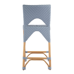 Butler Specialty Creanly Rattan Counter Stool With Back And Footrest – Stylish Design For Chic Kitchen Dining Spaces Baby Blue Polyurethane Synthetic (Pe) Rattan,Rattan 5603341-butler