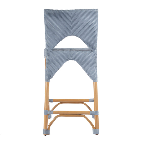 Butler Specialty Creanly Rattan Counter Stool With Back And Footrest – Stylish Design For Chic Kitchen Dining Spaces Baby Blue Polyurethane Synthetic (Pe) Rattan,Rattan 5603341-butler