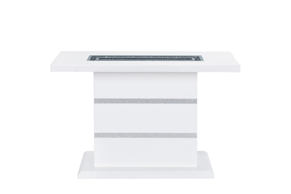 Homeroots 47" White Wood Pedestal Console Table With Faux Crystals - Luxurious Glam Decor For Every Space   560337
