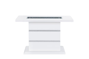 Homeroots 47" White Wood Pedestal Console Table With Faux Crystals - Luxurious Glam Decor For Every Space   560337