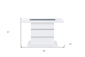 Homeroots 47" White Wood Pedestal Console Table With Faux Crystals - Luxurious Glam Decor For Every Space   560337