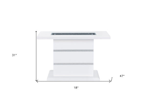 Homeroots 47" White Wood Pedestal Console Table With Faux Crystals - Luxurious Glam Decor For Every Space   560337