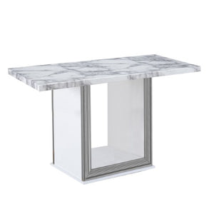 Homeroots 26" Elegant White And Silver Faux Marble Frame Console Table – Stylish Entryway & Living Room Accent   560338