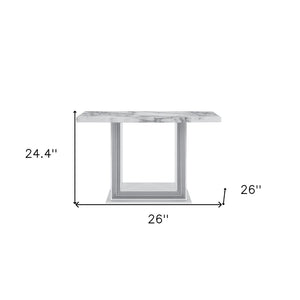 Homeroots 26" Elegant White And Silver Faux Marble Frame Console Table – Stylish Entryway & Living Room Accent   560338