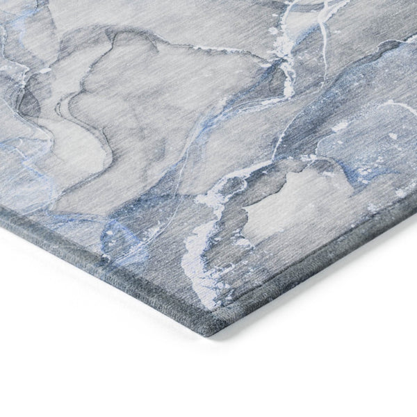 HomeRoots 5' Blue and Gray Abstract Area Rug - Durable, Washable, Non-Skid Design for Indoor and Outdoor Spaces 8' X 10' 560345