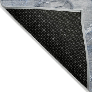 HomeRoots 5' Blue and Gray Abstract Area Rug - Durable, Washable, Non-Skid Design for Indoor and Outdoor Spaces 9' X 12' 560346