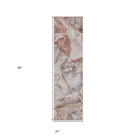 Homeroots 5' Abstract Washable Non-skid Area Rug - Stylish Blue And Gray Design For Indoor & Outdoor Use Gray Polyester 560349