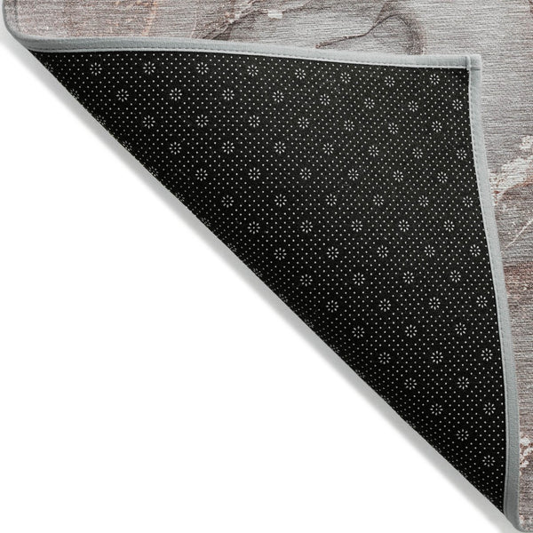 Homeroots 5' Abstract Washable Non-skid Area Rug - Stylish Blue And Gray Design For Indoor & Outdoor Use 5' X 8' Polyester 560352