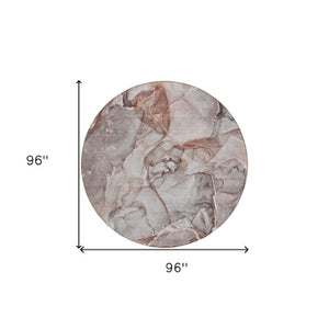 Homeroots 5' Abstract Washable Non-skid Area Rug - Stylish Blue And Gray Design For Indoor & Outdoor Use 8' Round Polyester 560353