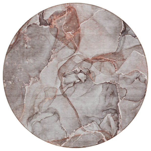 HomeRoots 5' Blue and Gray Abstract Area Rug - Durable, Washable, Non-Skid Design for Indoor and Outdoor Spaces 8' Round 560353