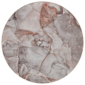 Homeroots 5' Abstract Washable Non-skid Area Rug - Stylish Blue And Gray Design For Indoor & Outdoor Use 8' Round Polyester 560353