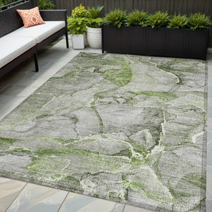 HomeRoots 5' Blue and Gray Abstract Area Rug - Durable, Washable, Non-Skid Design for Indoor and Outdoor Spaces 5' X 8' 560361