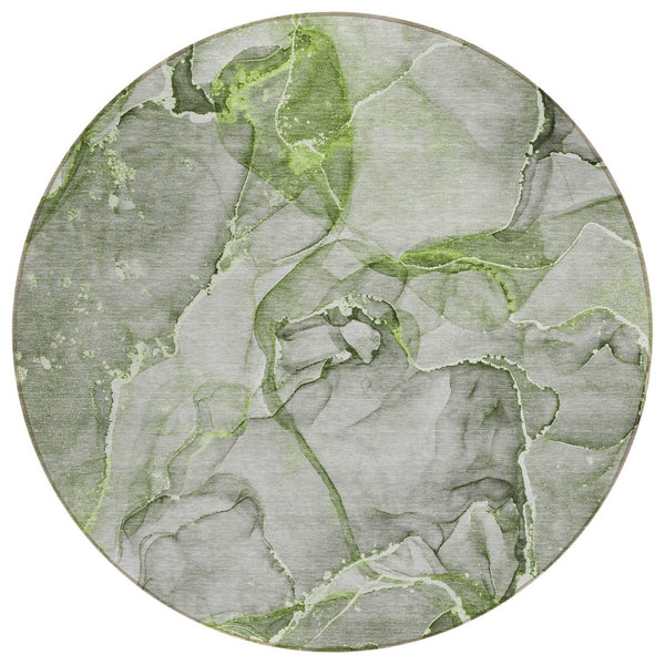 HomeRoots 5' Blue and Gray Abstract Area Rug - Durable, Washable, Non-Skid Design for Indoor and Outdoor Spaces 8' Round 560362
