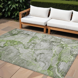 HomeRoots 5' Blue and Gray Abstract Area Rug - Durable, Washable, Non-Skid Design for Indoor and Outdoor Spaces 9' X 12' 560364