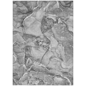 HomeRoots 5' Blue and Gray Abstract Area Rug - Durable, Washable, Non-Skid Design for Indoor and Outdoor Spaces 5' X 8' 560370