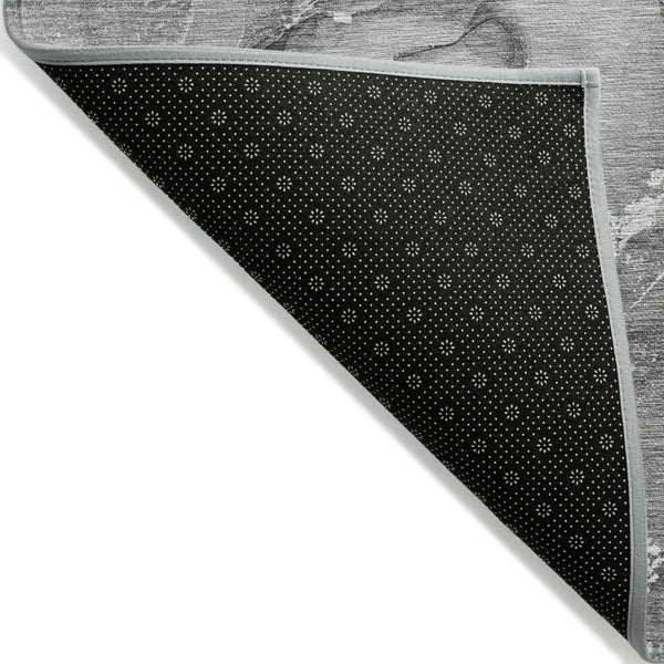 Homeroots 5' Abstract Washable Non-skid Area Rug - Stylish Blue And Gray Design For Indoor & Outdoor Use 8' Round Polyester 560371