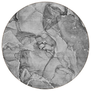 Homeroots 5' Abstract Washable Non-skid Area Rug - Stylish Blue And Gray Design For Indoor & Outdoor Use 8' Round Polyester 560371