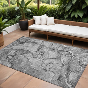 HomeRoots 5' Blue and Gray Abstract Area Rug - Durable, Washable, Non-Skid Design for Indoor and Outdoor Spaces 8' X 10' 560372