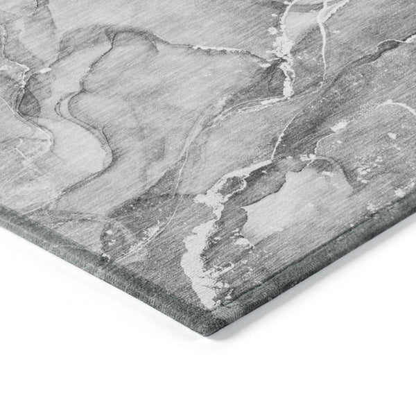 HomeRoots 5' Blue and Gray Abstract Area Rug - Durable, Washable, Non-Skid Design for Indoor and Outdoor Spaces 8' X 10' 560372