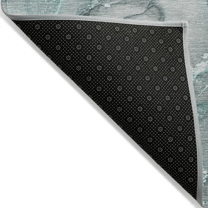 Homeroots 5' Abstract Washable Non-skid Area Rug - Stylish Blue And Gray Design For Indoor & Outdoor Use 5' X 8' Polyester 560379