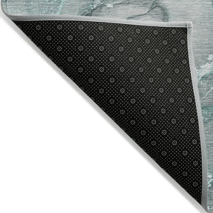 HomeRoots 5' Blue and Gray Abstract Area Rug - Durable, Washable, Non-Skid Design for Indoor and Outdoor Spaces 8' X 10' 560381