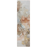 Homeroots 8' Runner Beige Abstract Washable Non Skid Indoor Outdoor Runner Rug Beige Polyester 560385