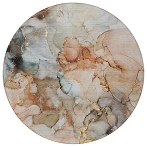 HomeRoots 5' Beige Abstract Area Rug – Washable, Non-Skid Design Perfect for Indoor and Outdoor Spaces 8' Round 560389
